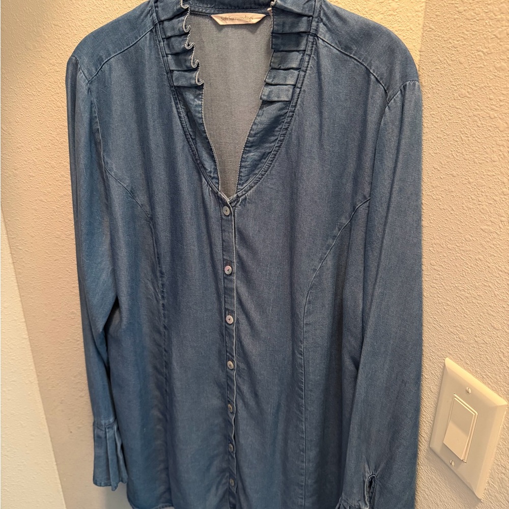 Soft Surroundings Blue Denim Blouse
